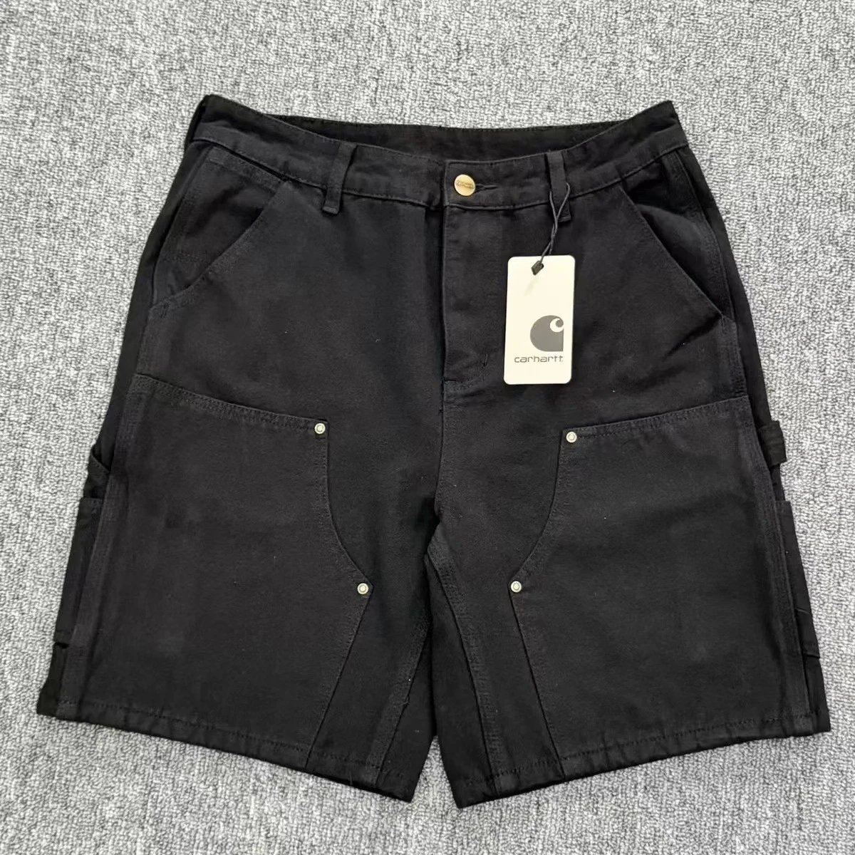 Washed Denim Cargo Shorts