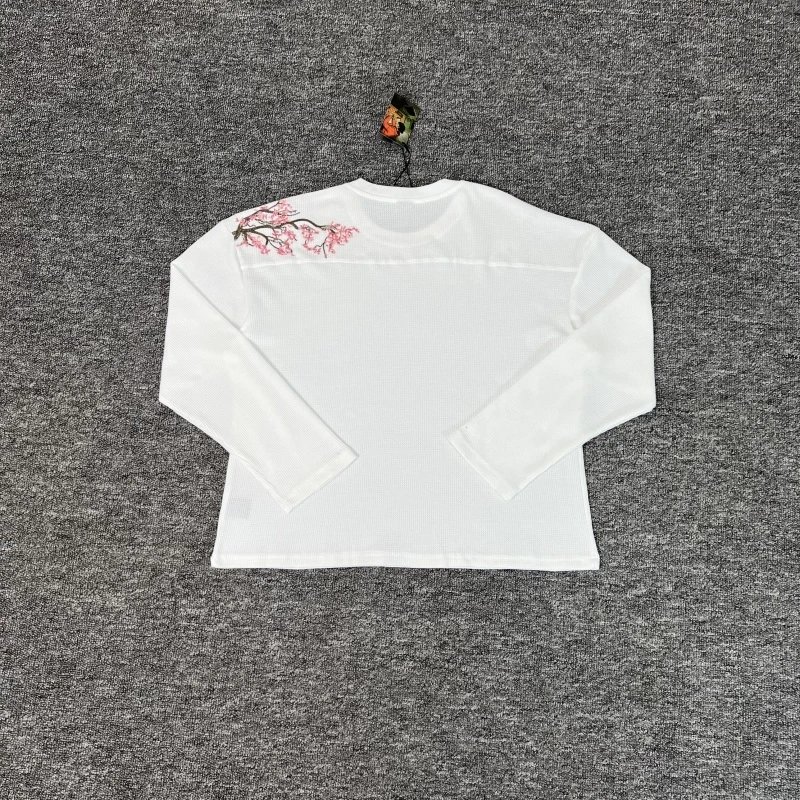 Cherry Blossom Embroidered Waffle Knit Long-Sleeve T-Shirt photo 2