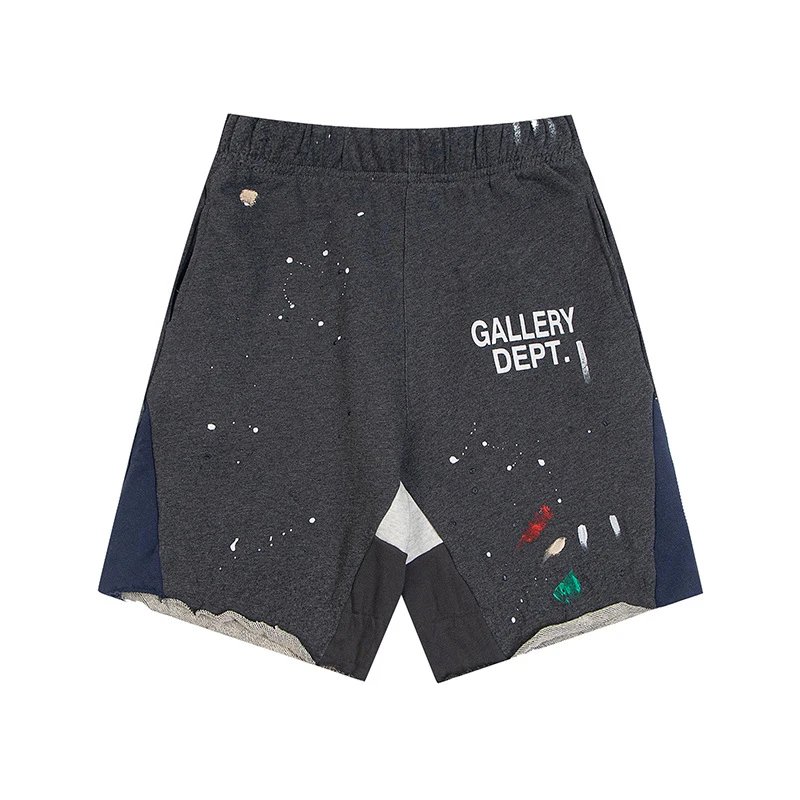 Hand-Painted Splatter Patchwork Drawstring Cargo Shorts photo 6