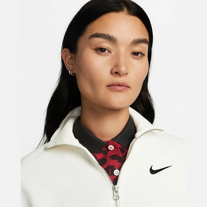 Nike Cropped Half-Zip White Pullover Sweatshirt