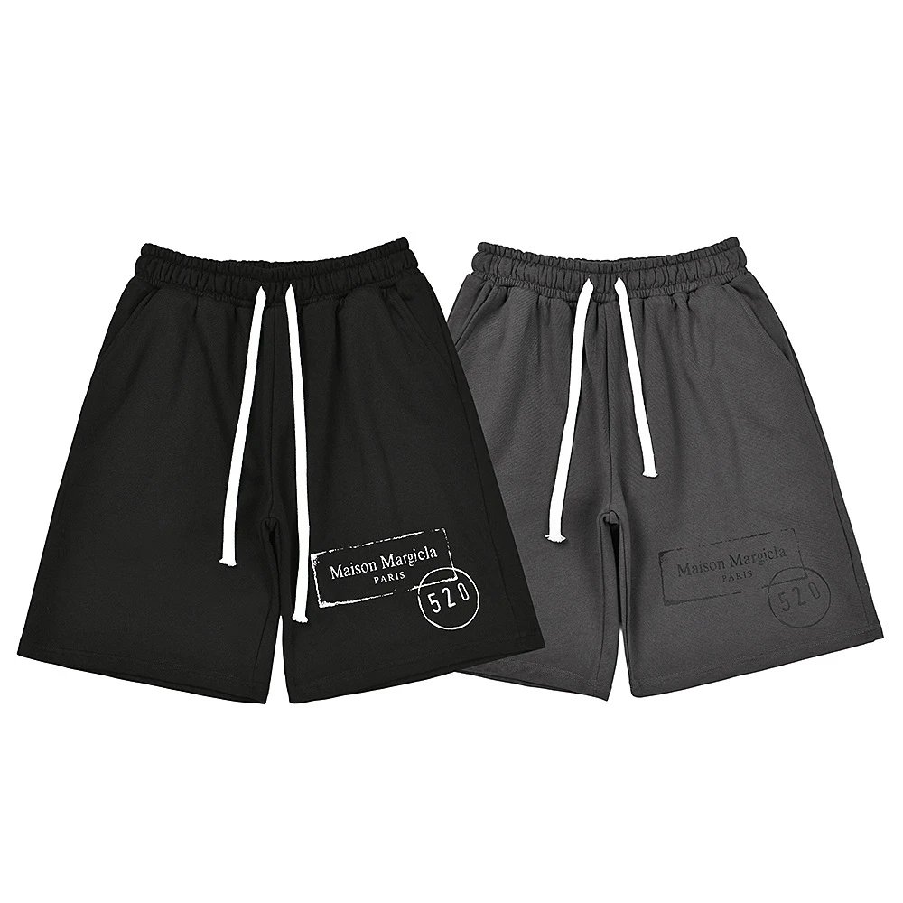Maison Margiela Logo Print Black Gray Casual Shorts