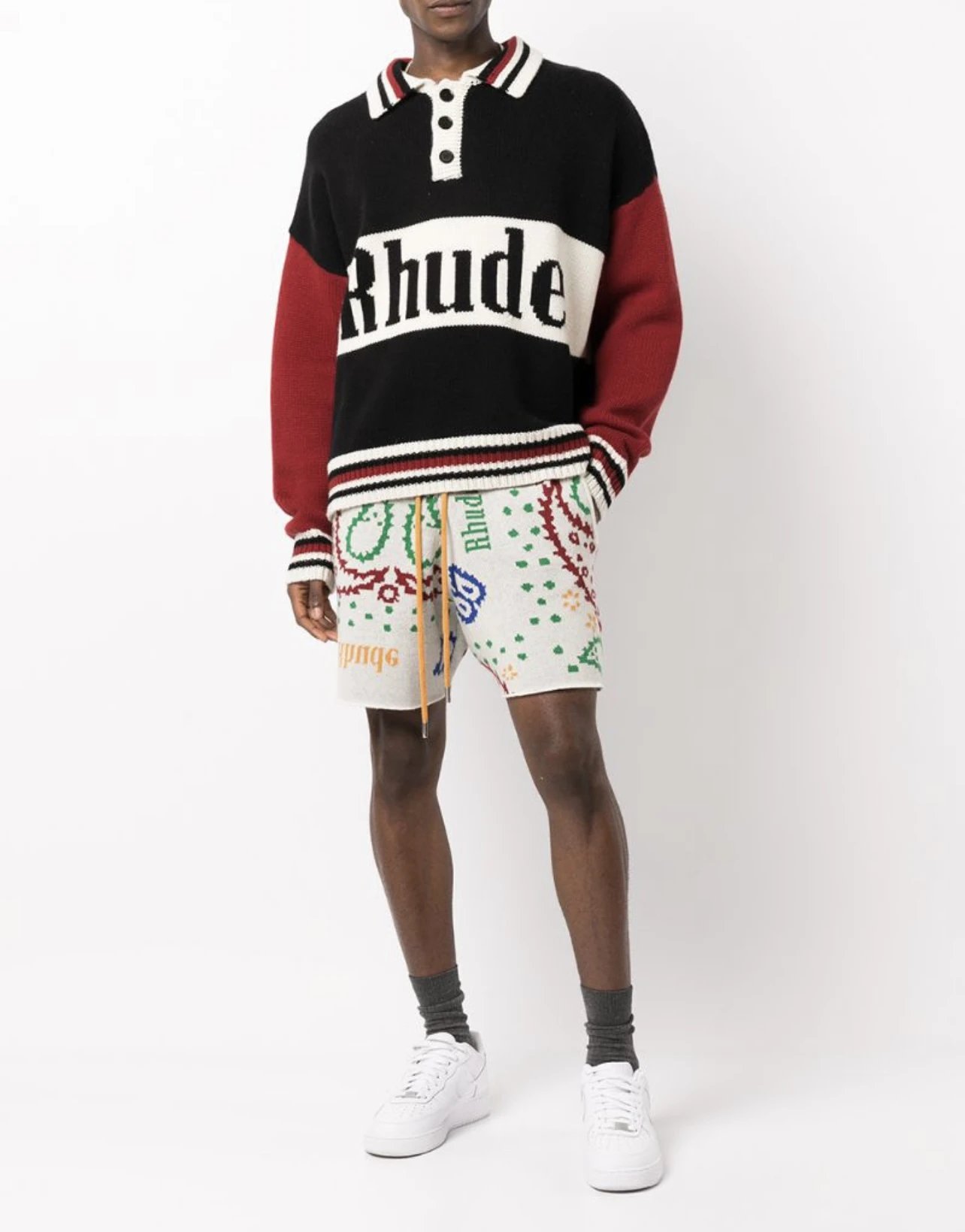Hood By Air Cream Paisley Print Drawstring Shorts