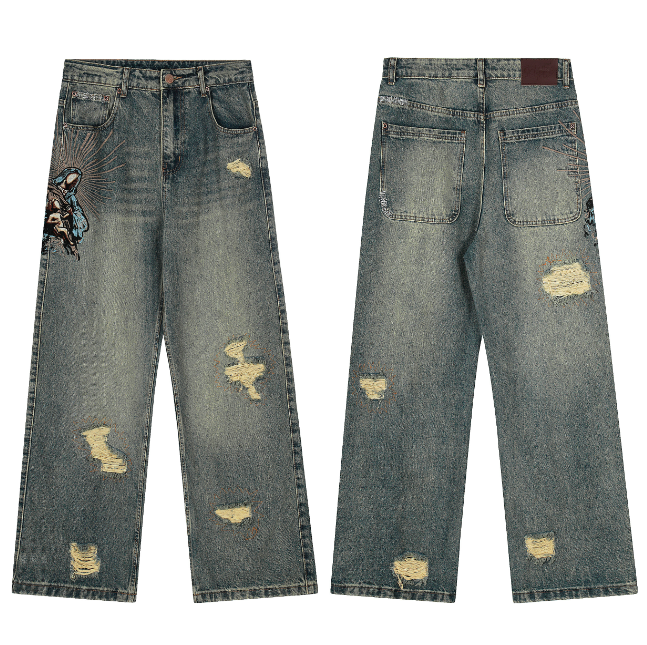 Derschutze Gallery Denim Jeans Embroidered Straight Leg photo 7