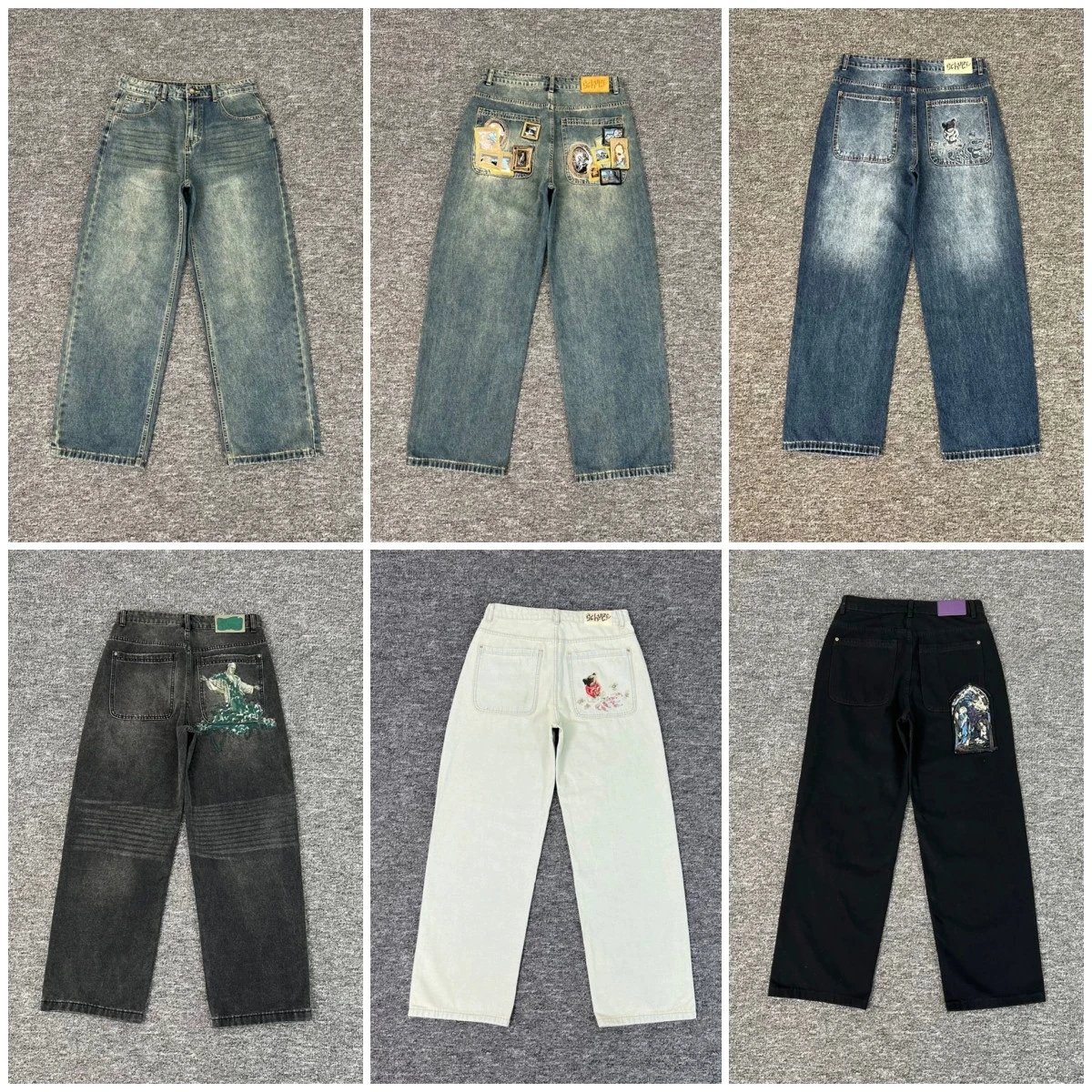 Derschutze Gallery Denim Jeans Embroidered Straight Leg