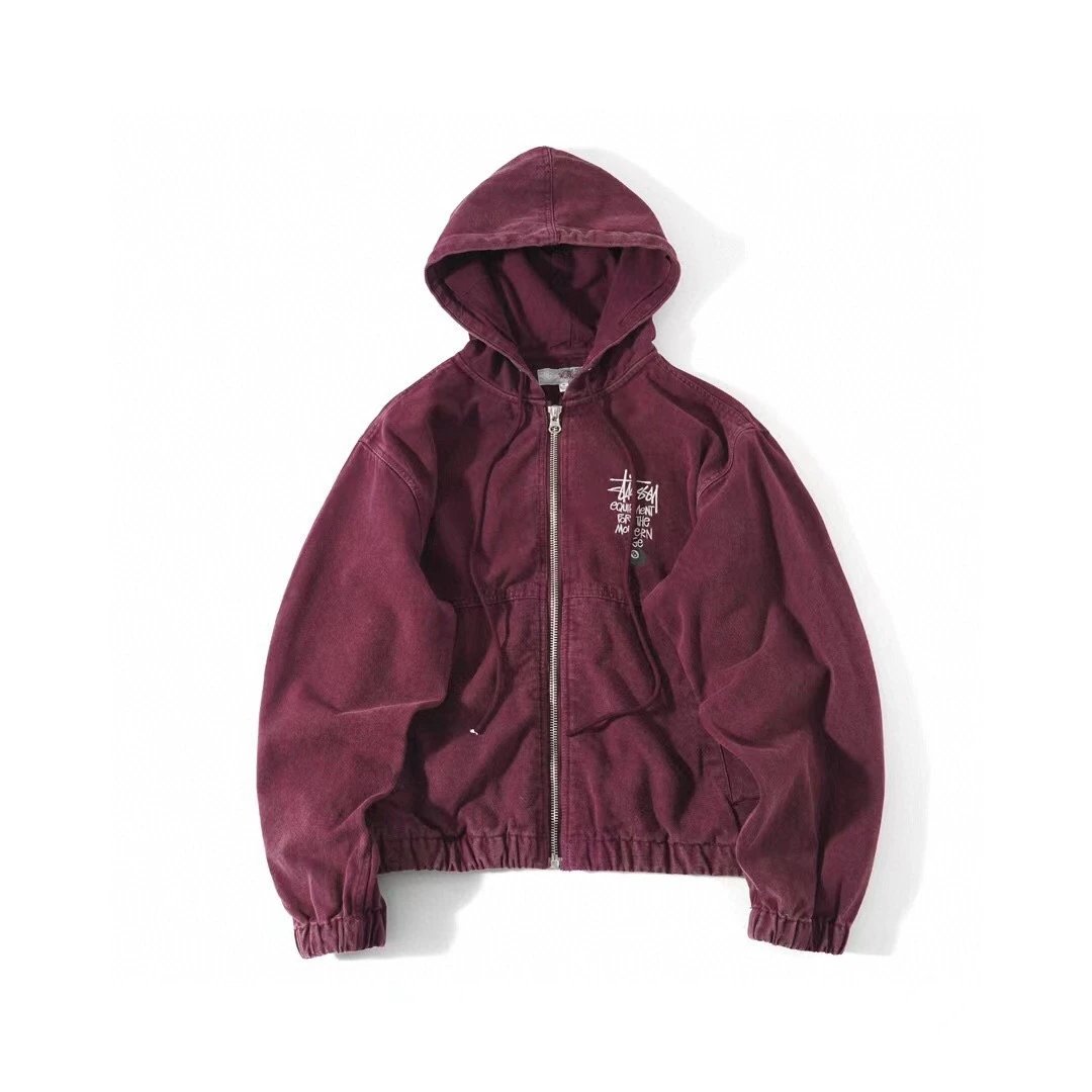 Washed Distressed Embroidered Hooded Cotton Coat photo 5