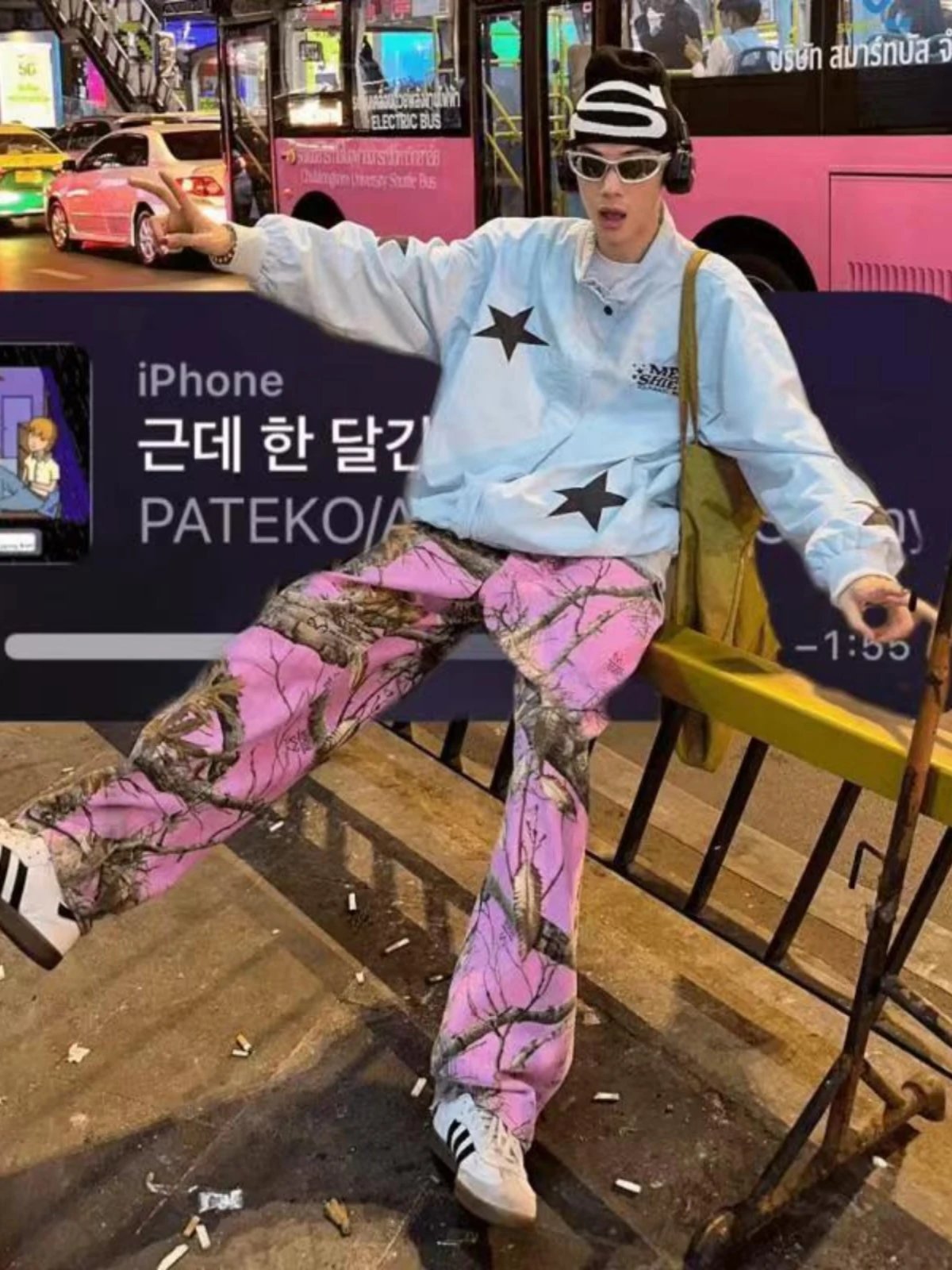 Graffiti Maple Leaf Camouflage Denim Pants photo 6