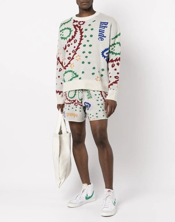 Hood By Air Cream Paisley Print Drawstring Shorts