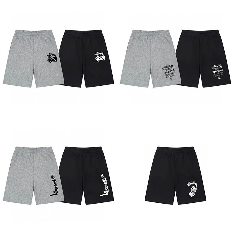 Stussy Graphic Print Gray Black休闲 Shorts