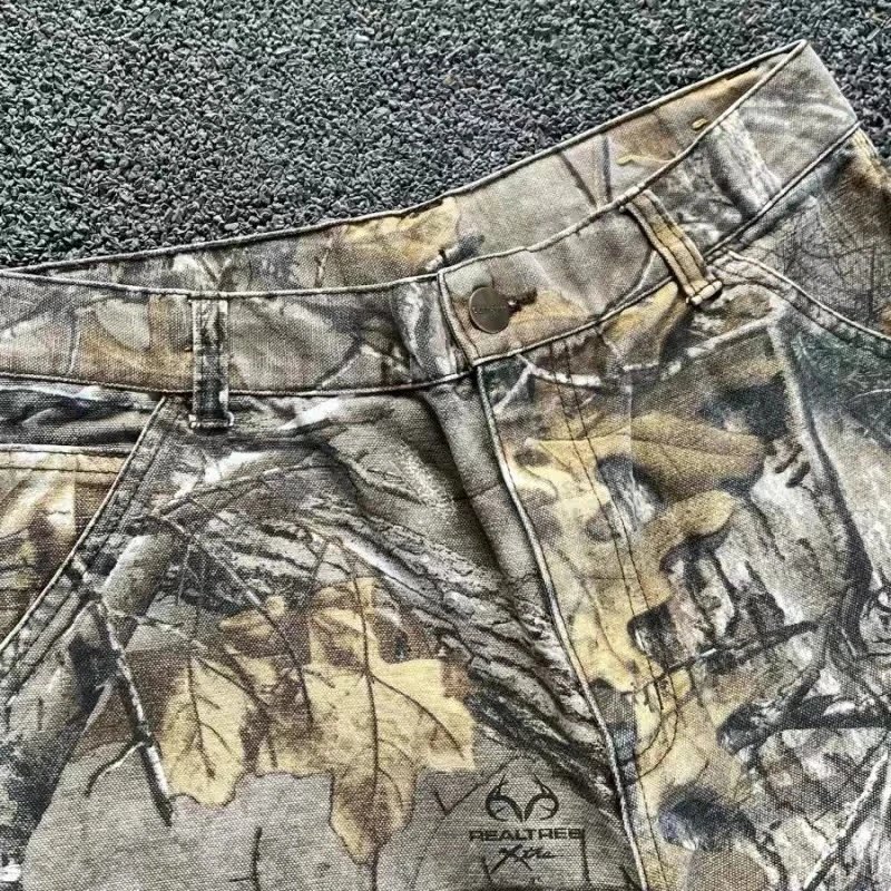 Camo Print Cargo Pants Green Brown Woodland Camouflage