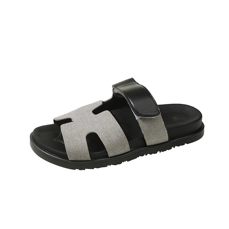 H-Shape Strap Sandals Black White Green Blue Tan Casual Slide Sandals