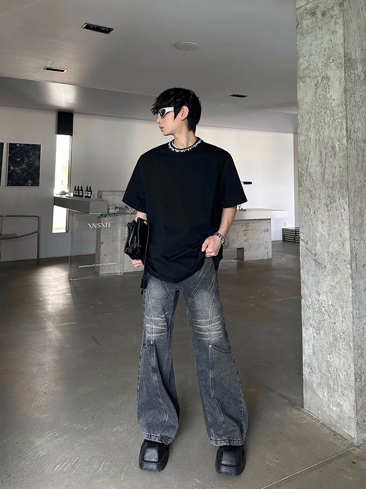 Smoky Gray Distressed Denim Jeans photo 5
