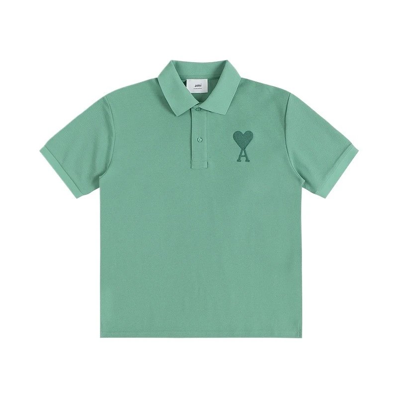 Ami Paris Polo Shirt Assorted Colors Classic Heart Embroidery