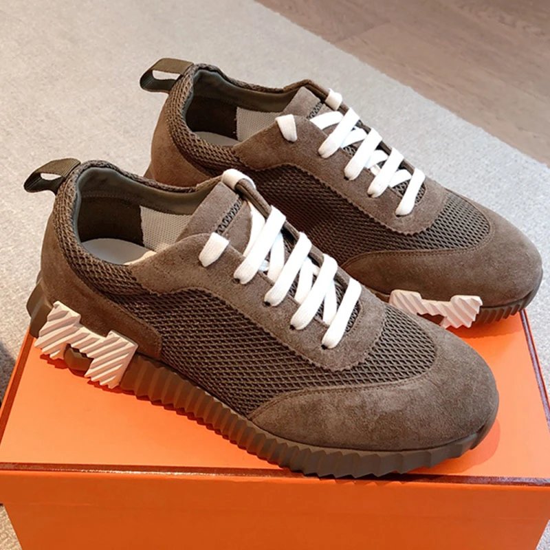 Genuine leather mesh breathable sports shoes photo 2
