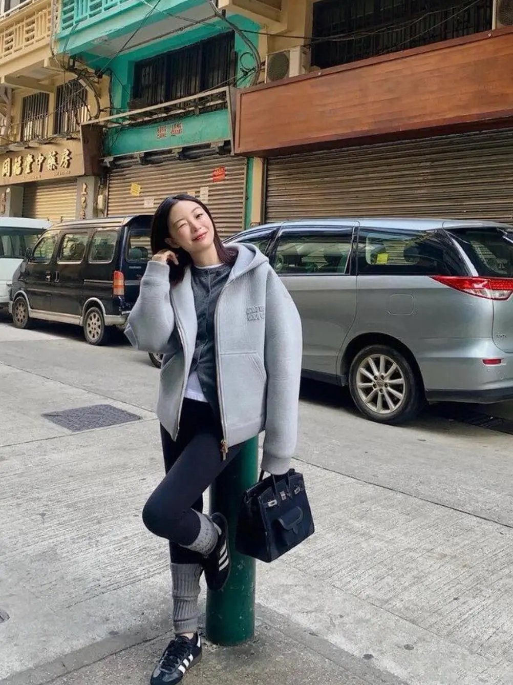 Miu Miu Gray Full-Zip Hooded Sweatshirt