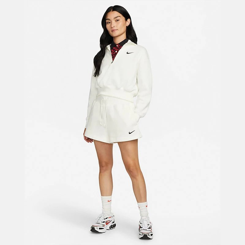 Nike Cropped Half-Zip White Pullover Sweatshirt