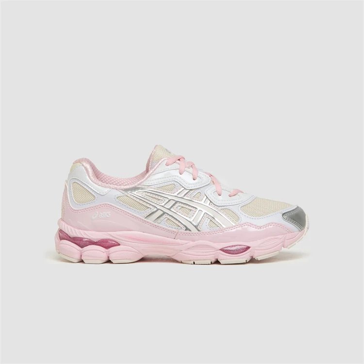 ASICS Cream White Pink Color Block Running Shoes photo 2