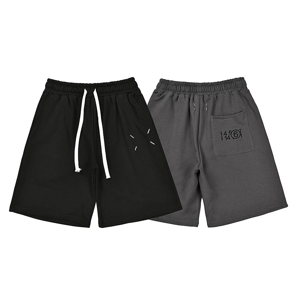 Maison Margiela Logo Print Black Gray Casual Shorts