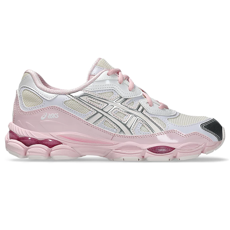 ASICS Cream White Pink Color Block Running Shoes photo 7