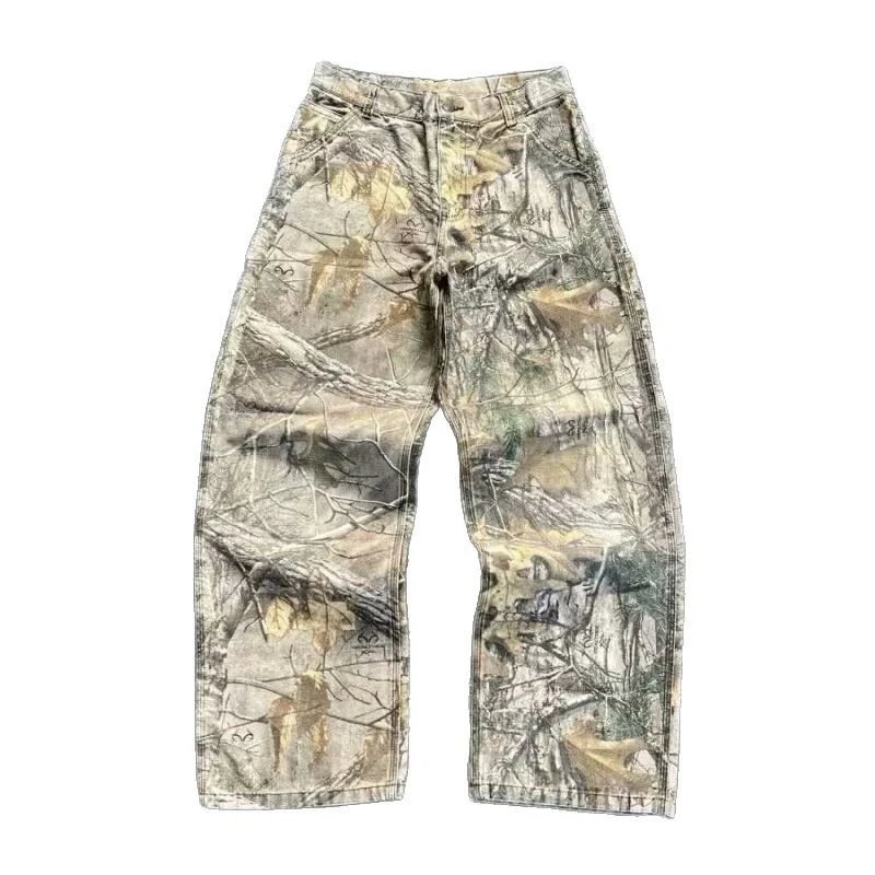 Camo Print Cargo Pants Green Brown Woodland Camouflage