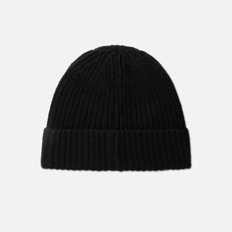HBX Stone Island Black Ribbed Knit Beanie