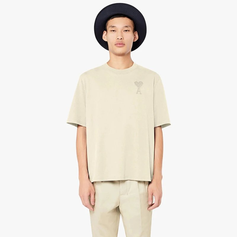 Ami Paris Pink Heart Logo Oversized T-Shirt