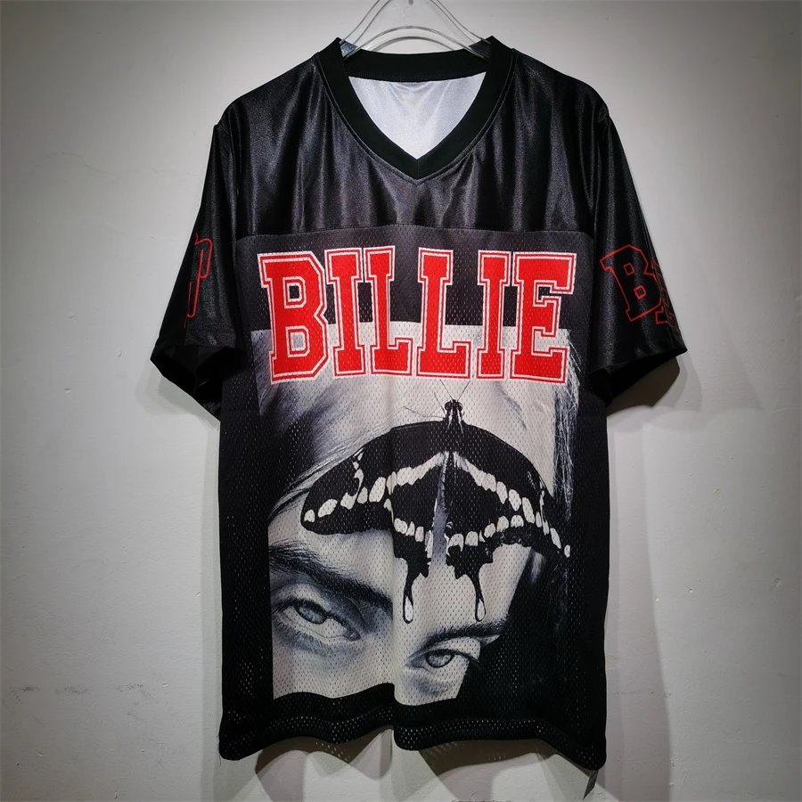 Billie Eilish Graphic Mesh Short Sleeve T-Shirt