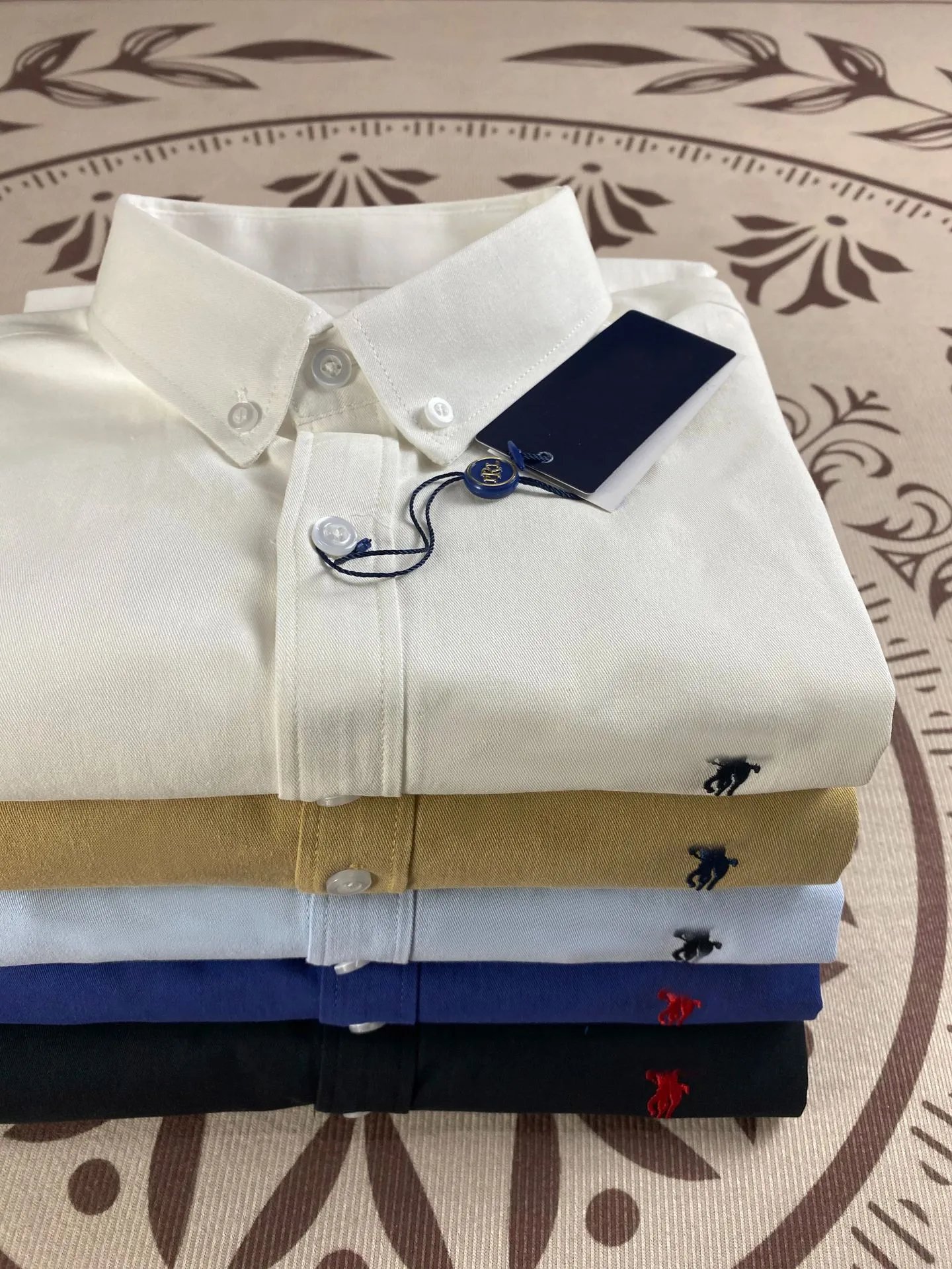 Polo Ralph Lauren Classic Fit White Blue Beige Button Down Shirt