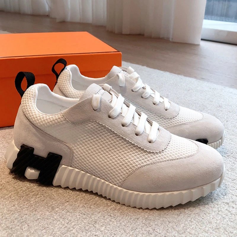 Hermès Oran Black Mesh Suede Casual Sneakers