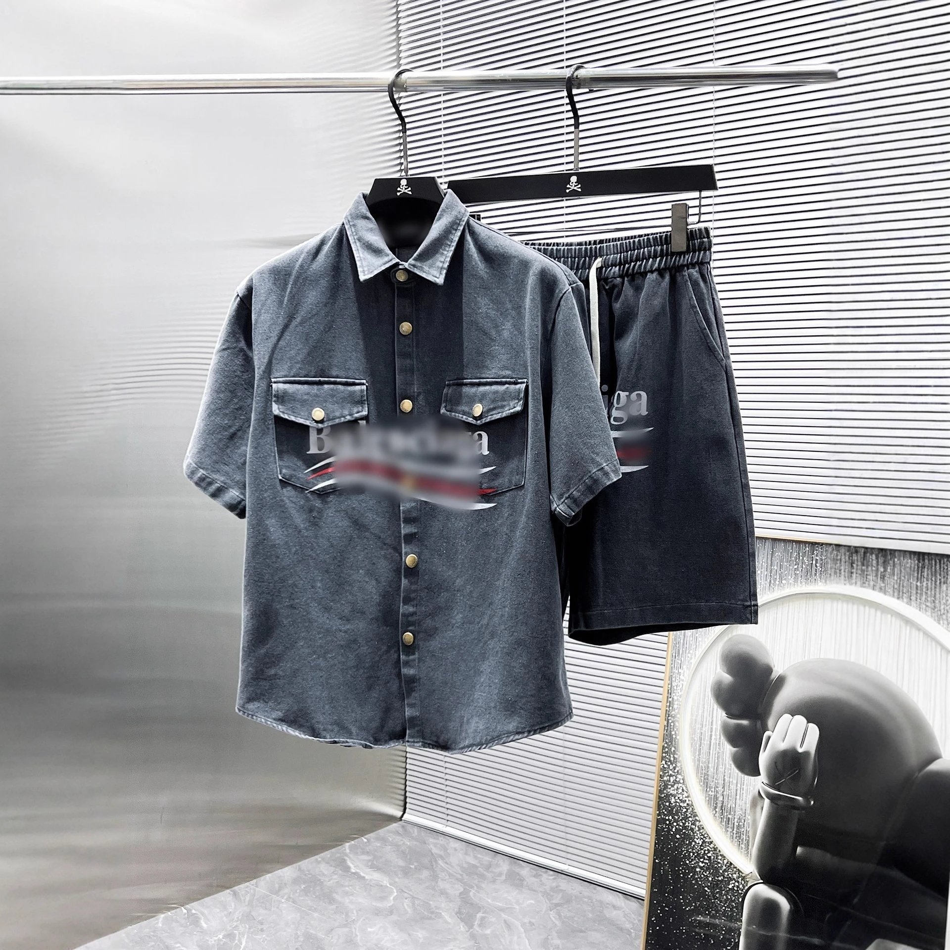 Prada White Denim Shirt Shorts Set