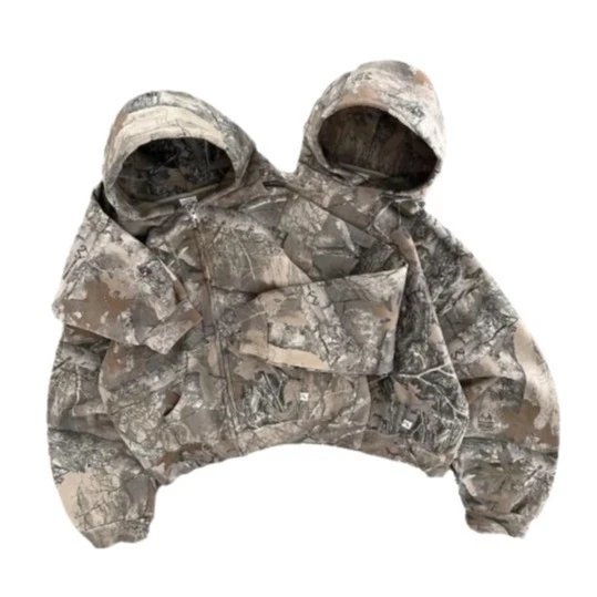 Zip-Up Hoodie with Autumn Leaves and Camouflage photo 8