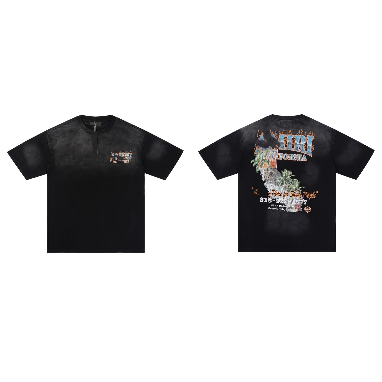 Washed Print Loose Crew Neck T-Shirt photo 6
