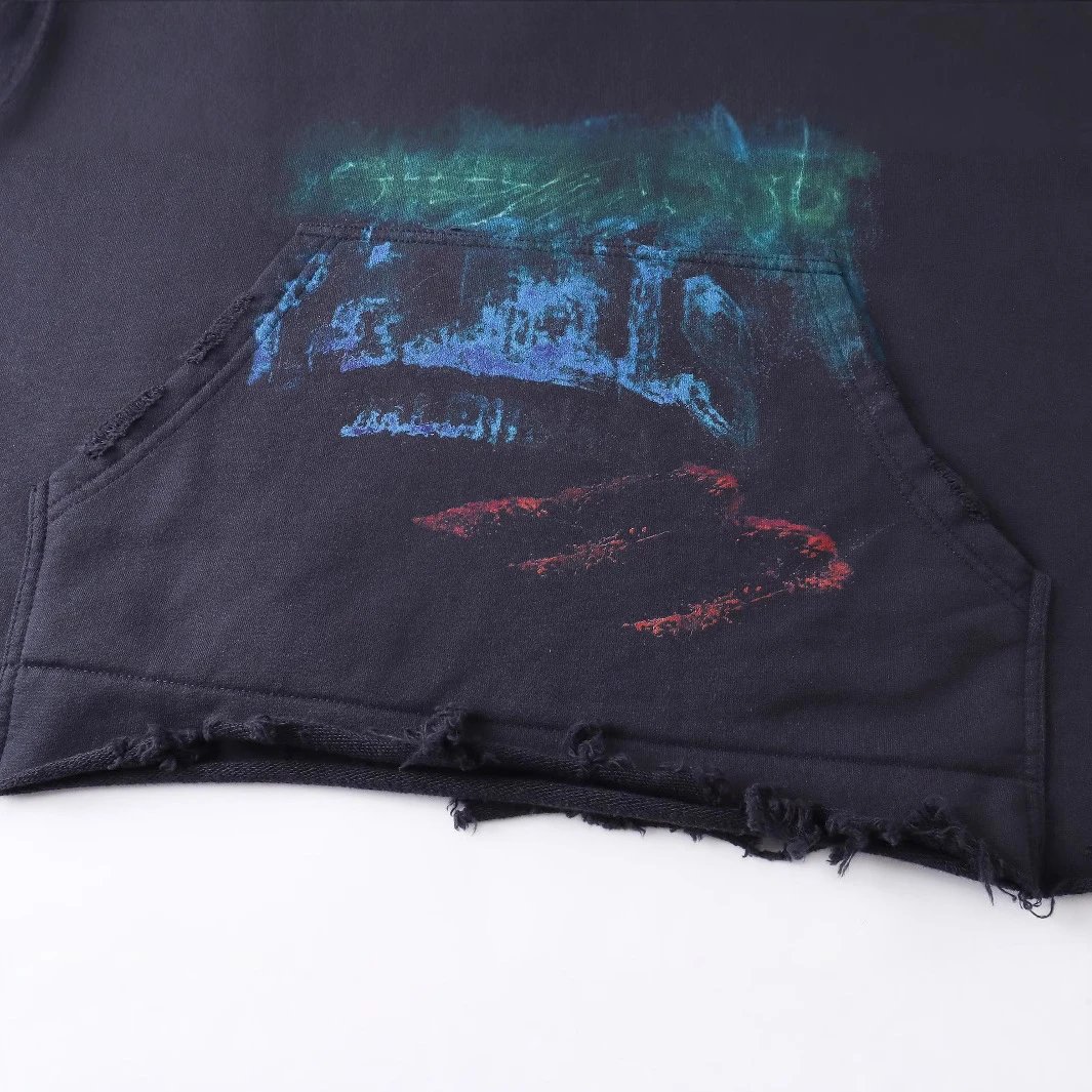 Balenciaga Oversized Black Distressed Graphic Hoodie