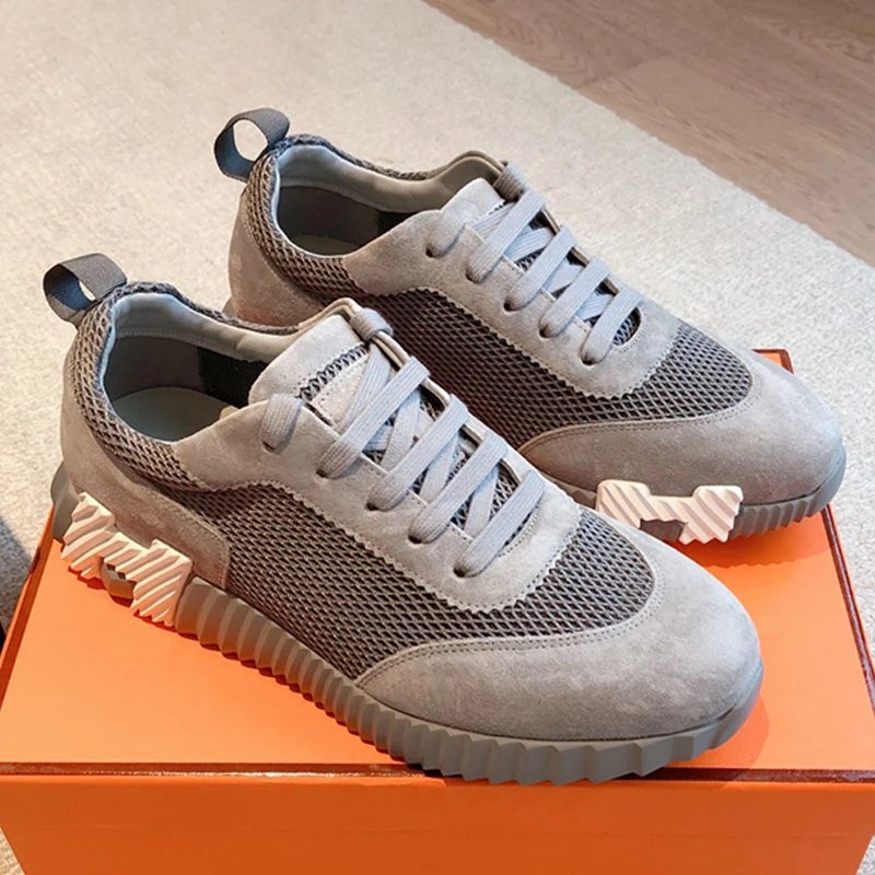 Hermès Oran Black Mesh Suede Casual Sneakers