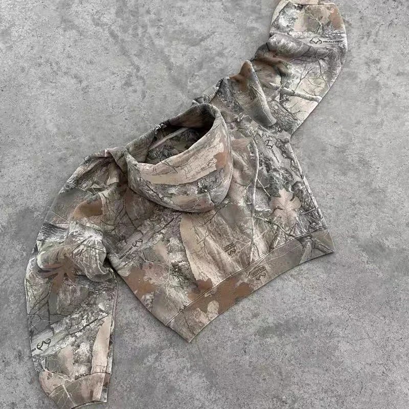 Zip-Up Hoodie with Autumn Leaves and Camouflage photo 7