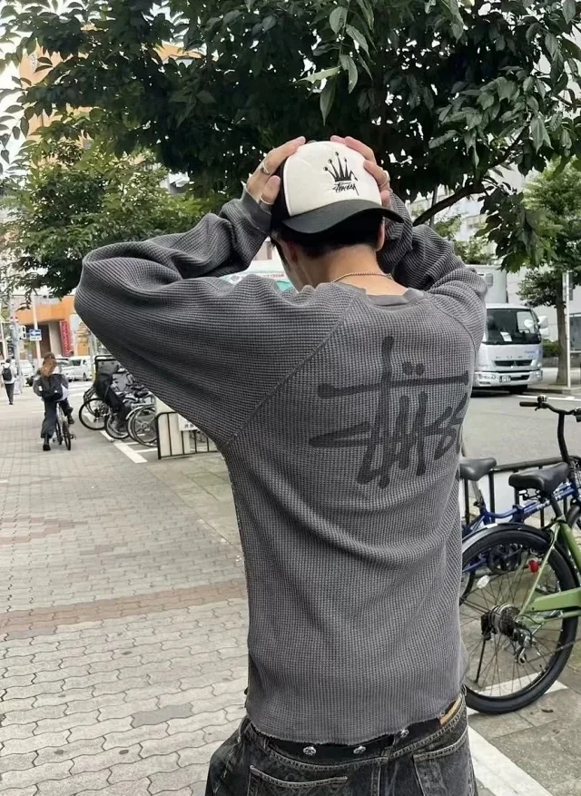 Camouflage Waffle Crew Neck Sweatshirt photo 5