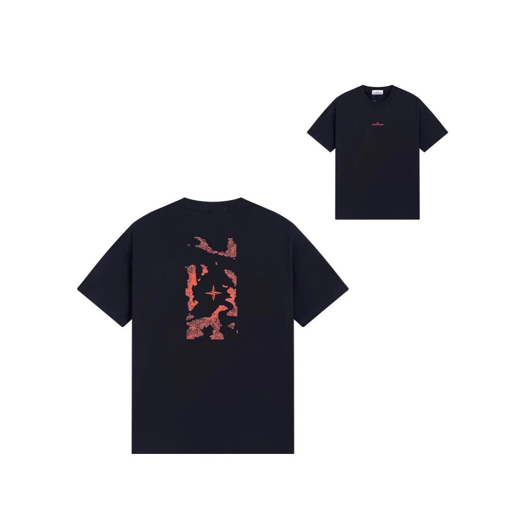 Stone Island T-Shirt Navy White Graphic Print Casual