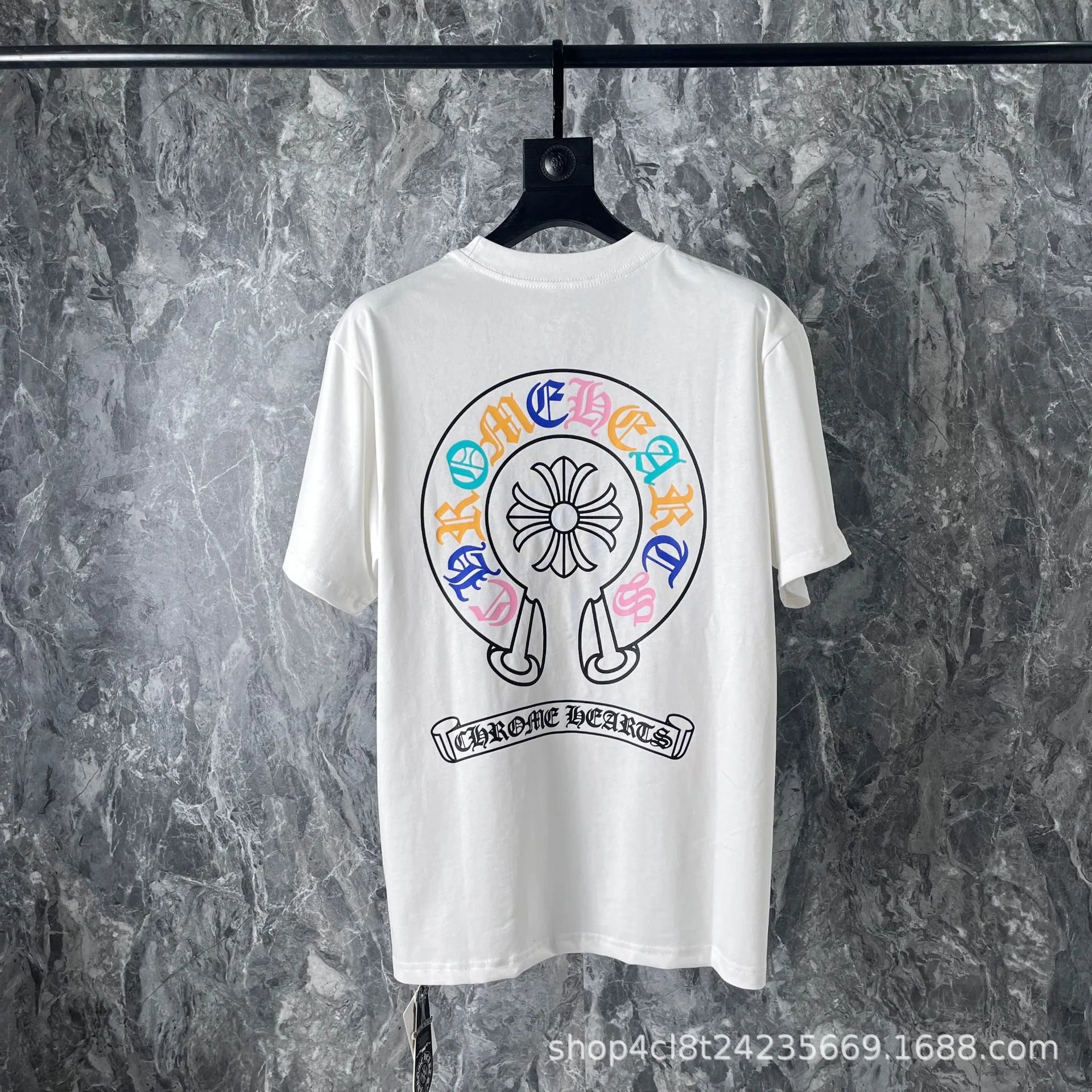 Colorful Patchwork Cross-Print T-Shirt photo 3
