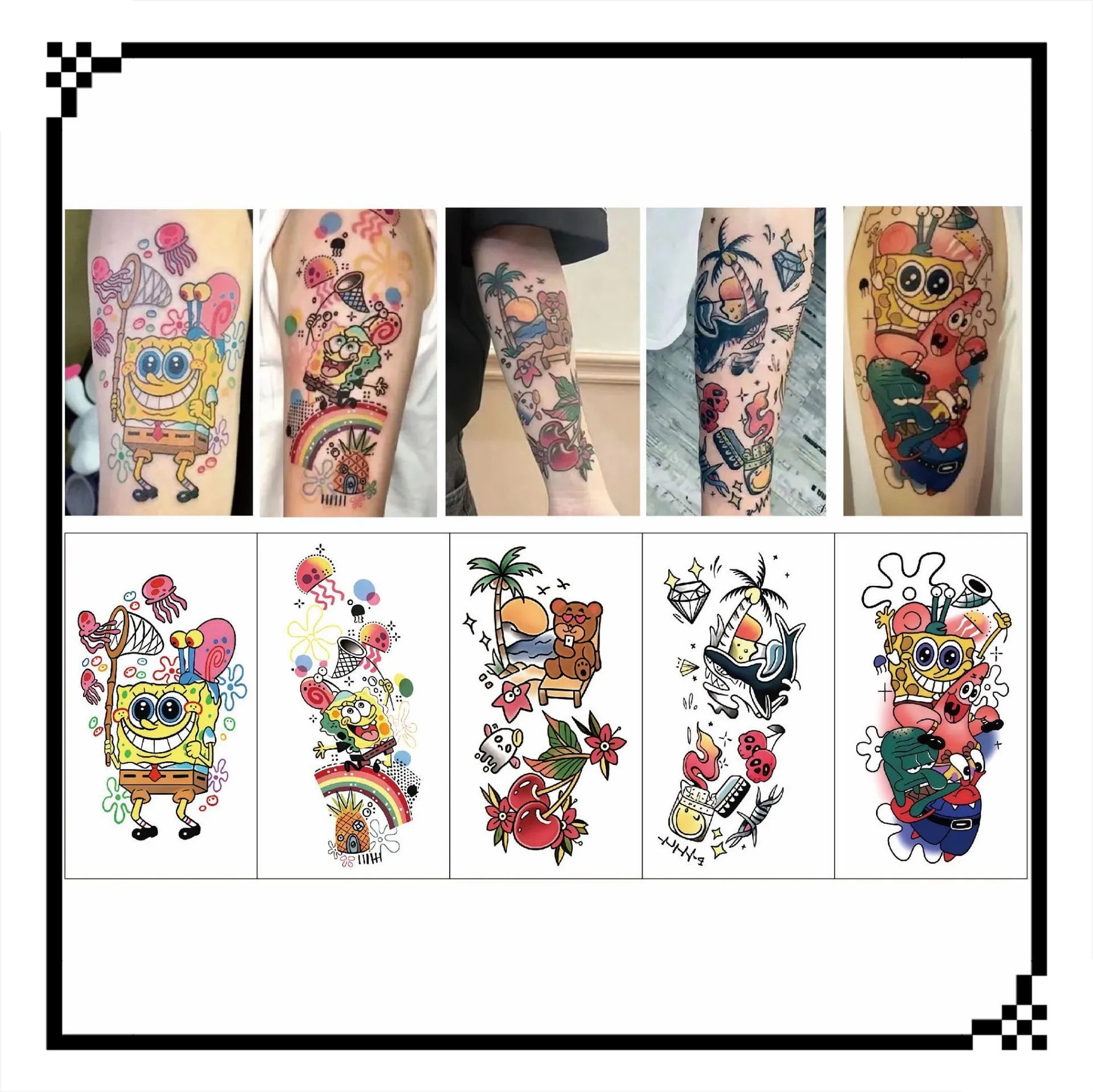 Patchwork Floral Arm Temporary Tattoos photo 3