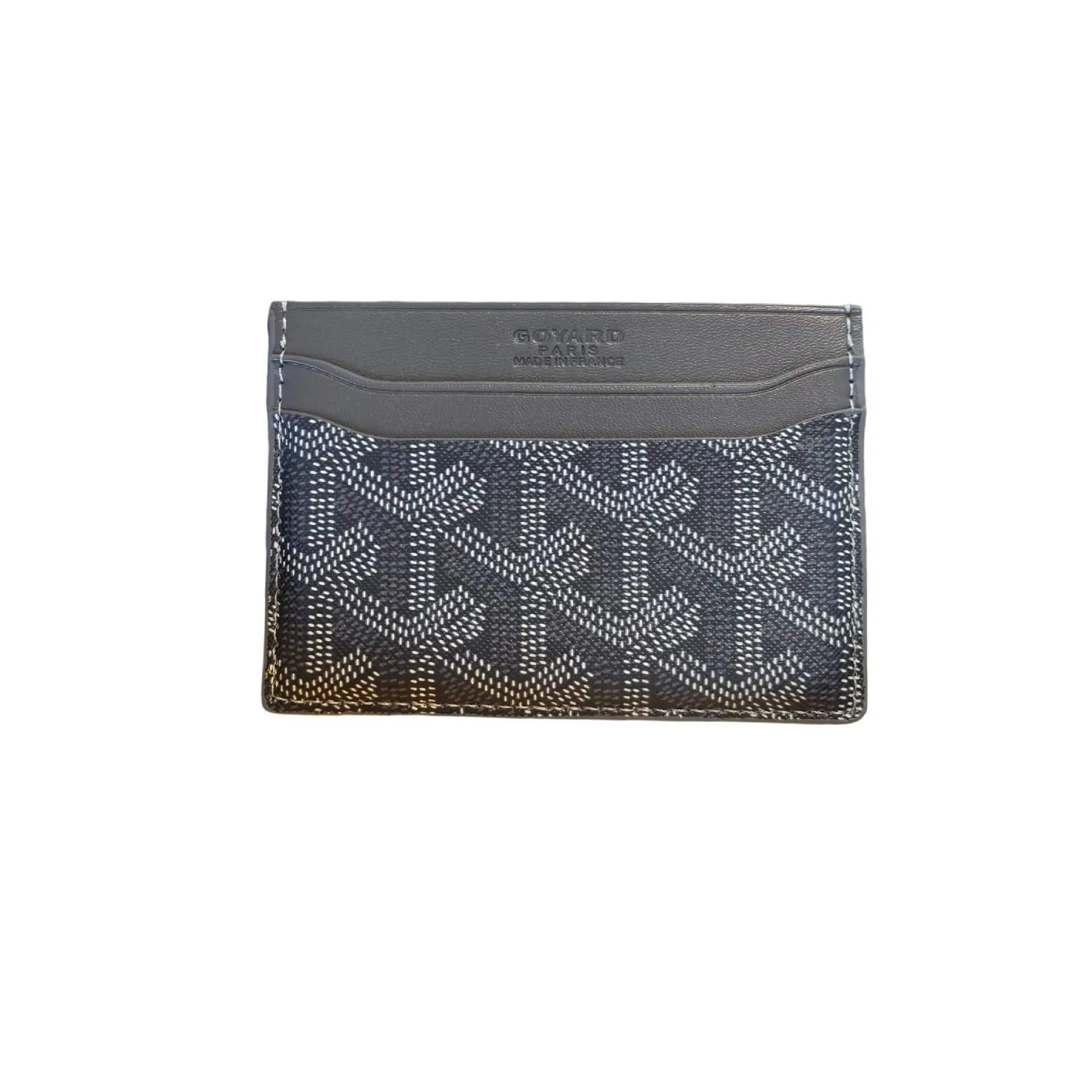 Goyard Card Holder White Chevron Pattern Leather
