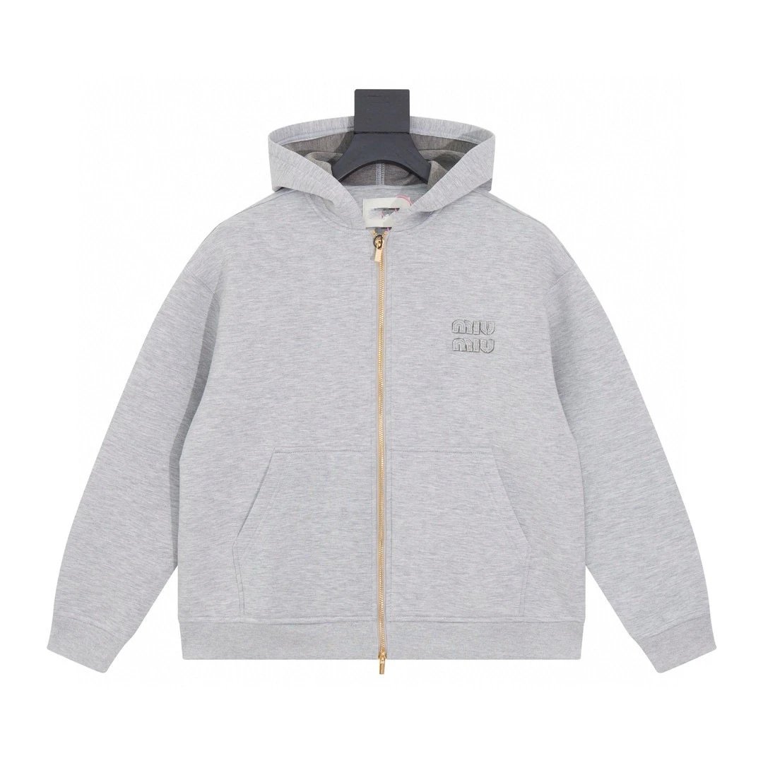 American High-Street Embroidered Letter Hooded Cardigan Zip-Up Sweatshirt photo 2