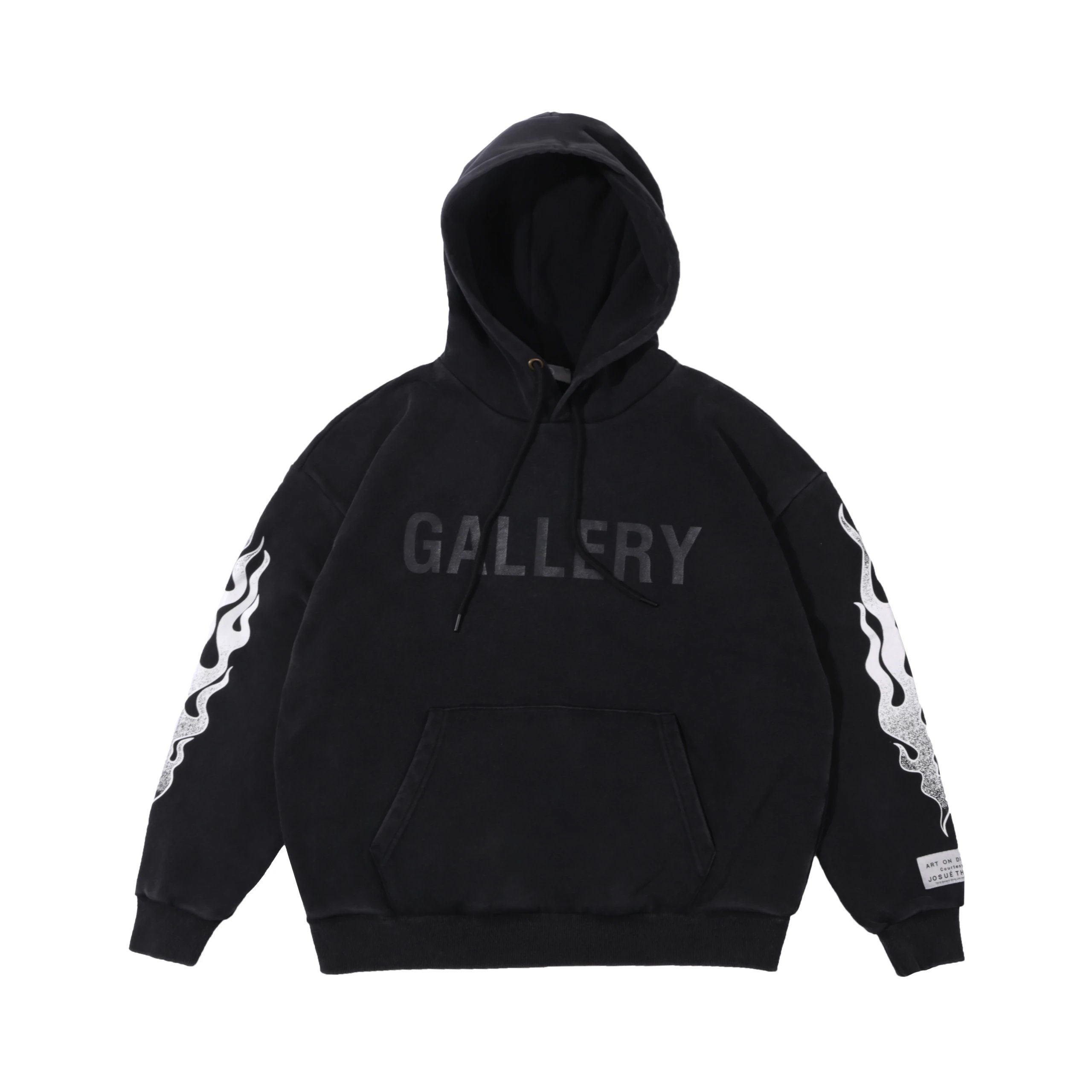 Gallery Hooded Sweatshirt Black Flame Print Oversized