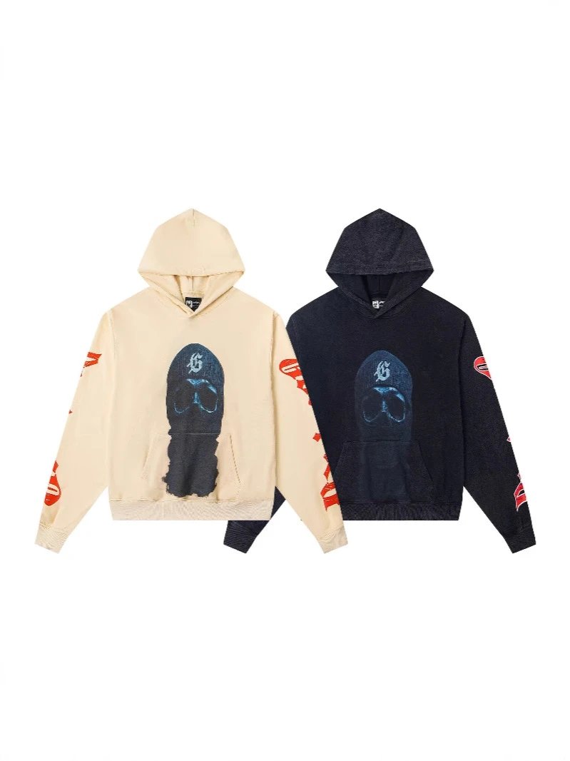 Godspeed Graphic Print Beige Navy Purple Red Black Hooded Sweatshirt