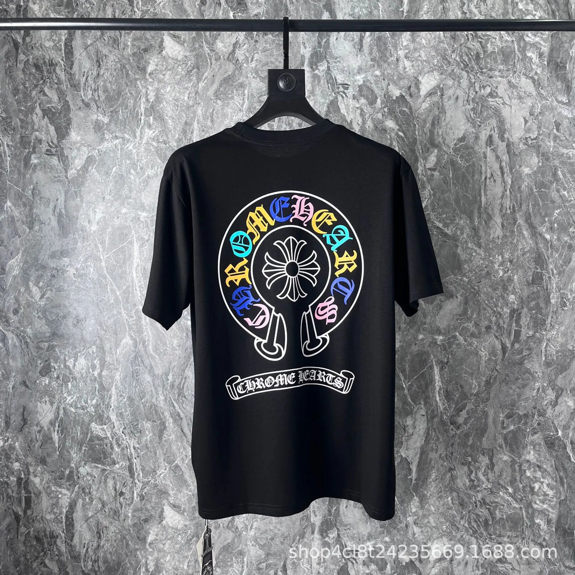 Colorful Patchwork Cross-Print T-Shirt photo 4