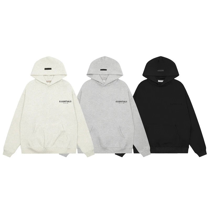 Essentials Hooded Sweatshirt And Jogger Set Off White Gray Black Streetwear