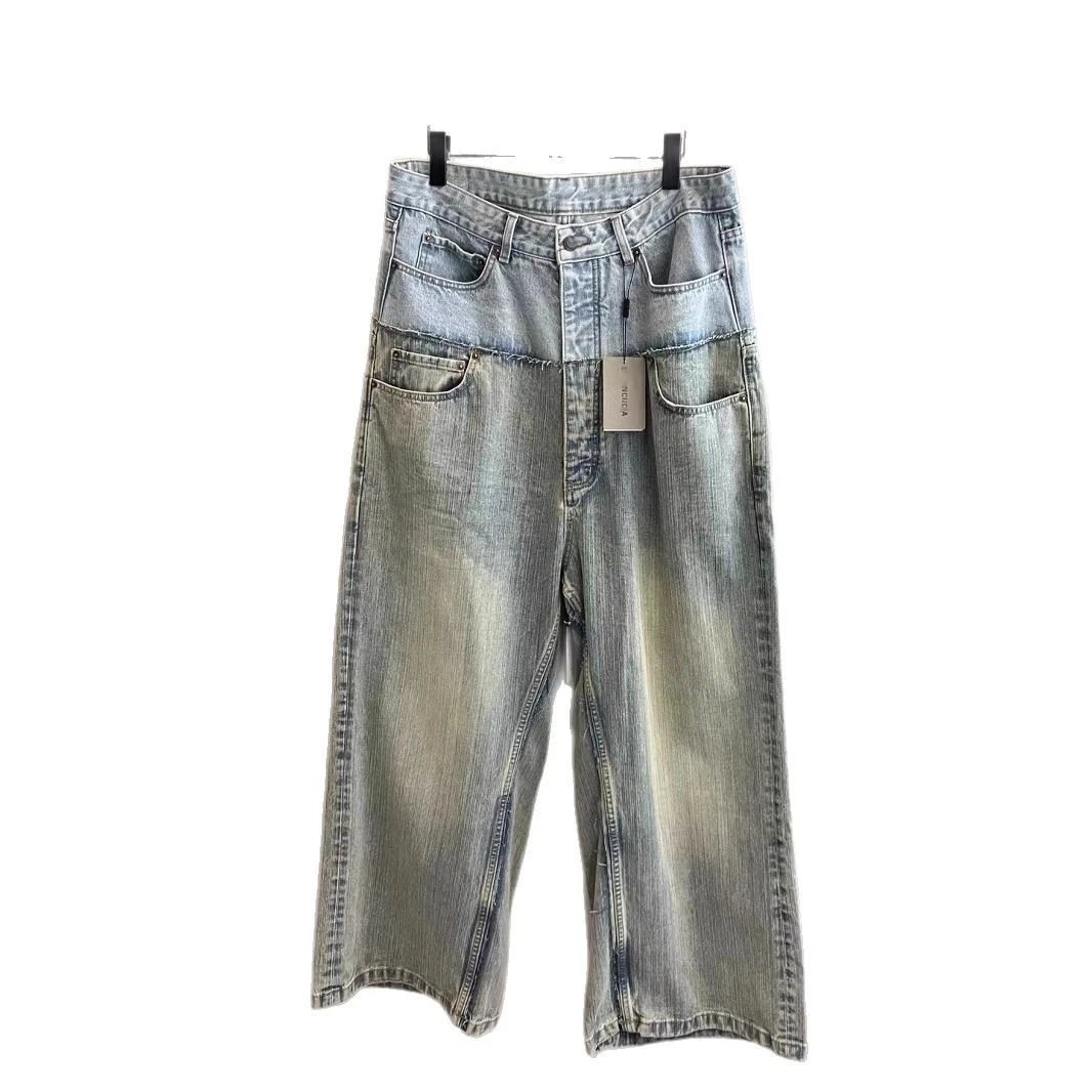 Loose-Fitting Washed Patchwork Jeans photo 6
