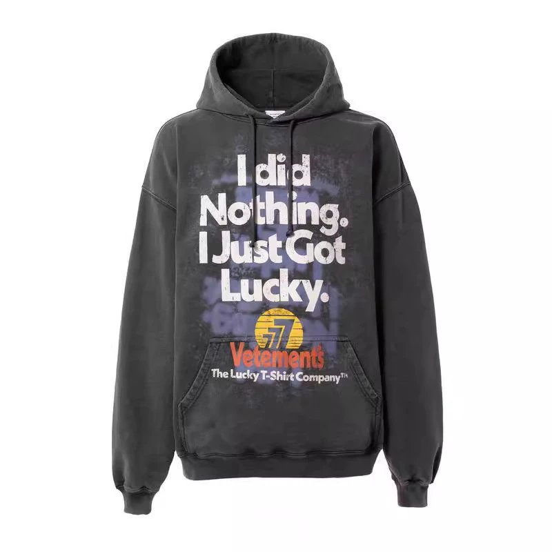 Vetements I Got Lucky Pink Distressed Graphic Hoodie