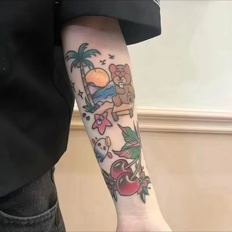 Patchwork Floral Arm Temporary Tattoos photo 6