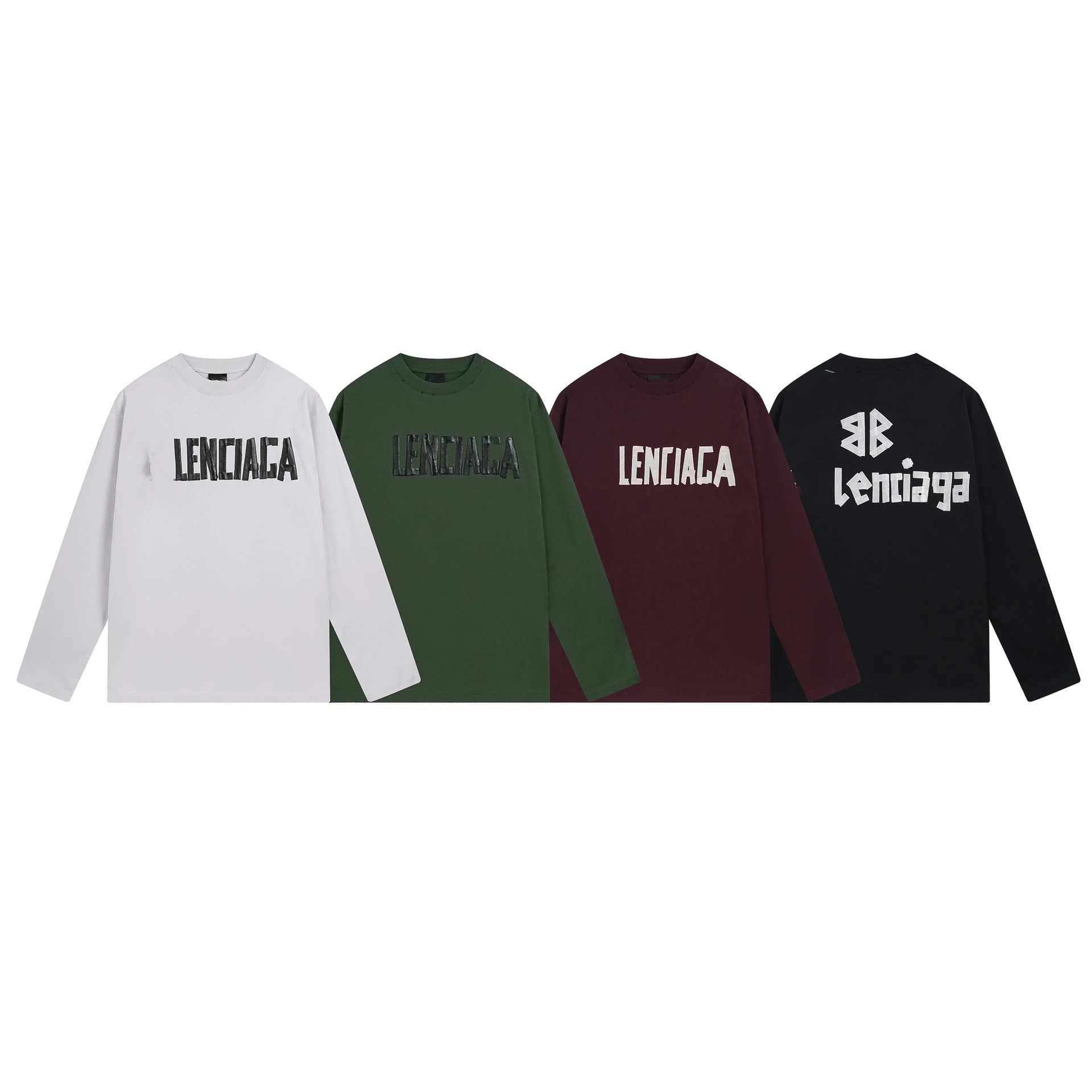 Lenciaga Graphic Print Black Oversized Long Sleeve T-Shirt
