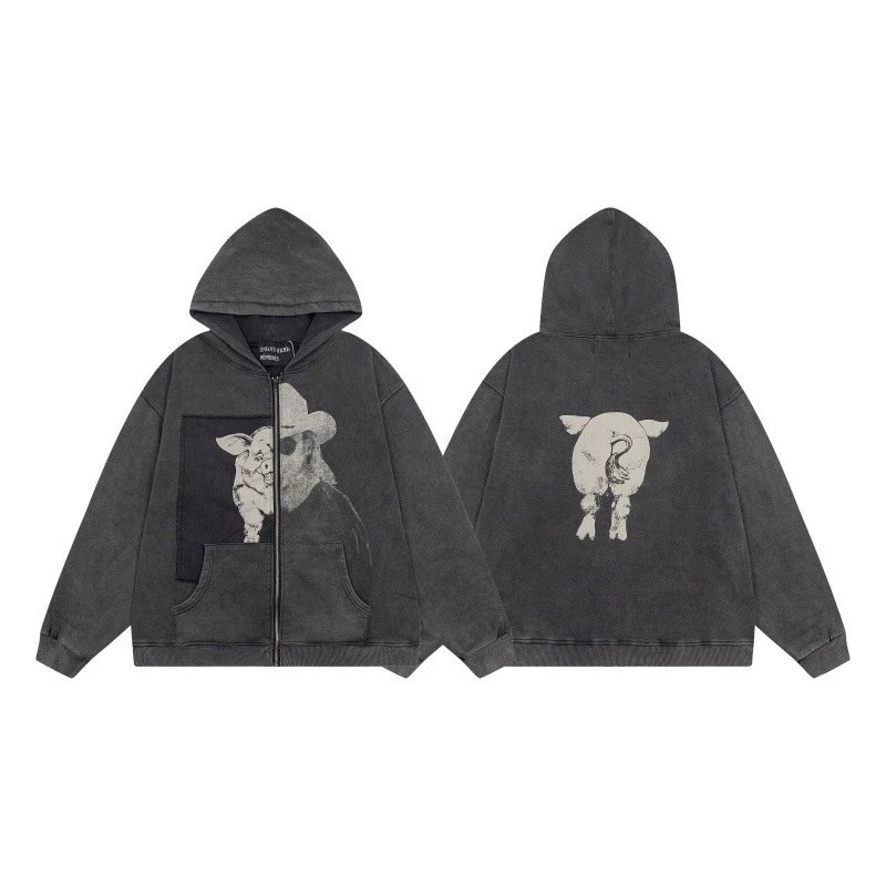 Washed Distressed Graphic Print Sweatshirt photo 8
