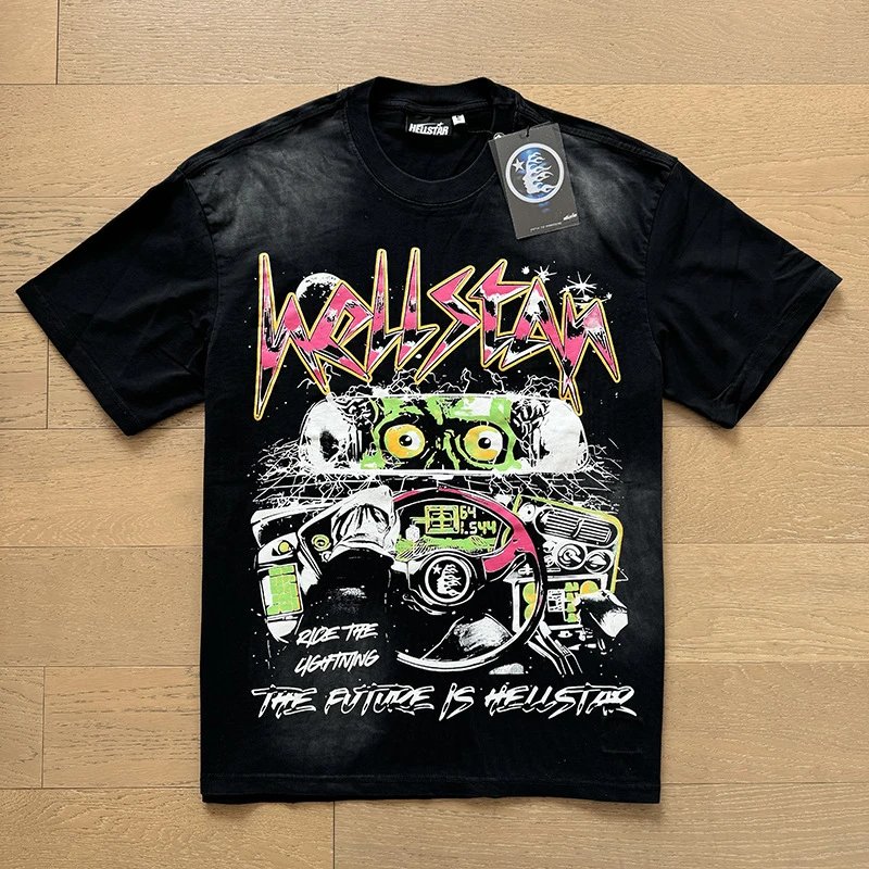 Hellstar Graphic Print Black White Red Beige Streetwear T-Shirt